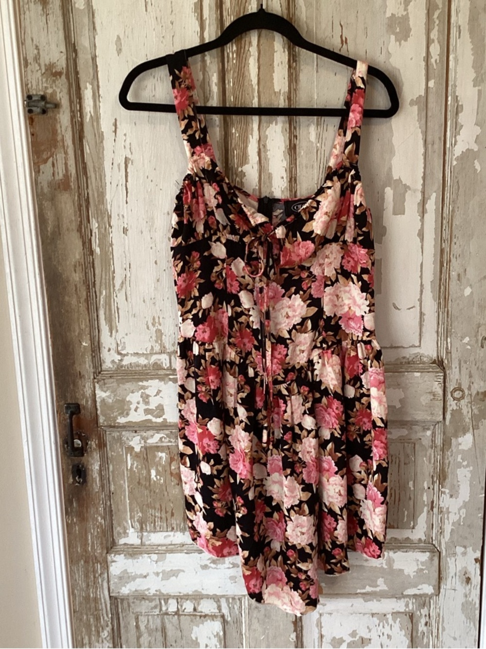 Cider Black Mini Dress with Pink Floral Print - NWT! - Size M - Picture 2 of 9
